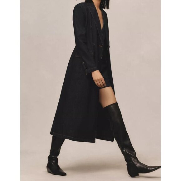 Anthropologie Avec Les Filles Dark Wash Denim Trench Coat XS - Picture 4 of 6